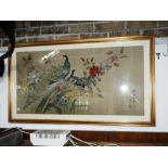 A PAIR OF CHINESE PAINTED SILK PANELS with birds and peonies