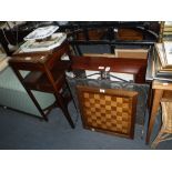 A GEORGE III MAHOGANY NIGHT STAND, an iron fire guard and small items of furniture (as lotted)