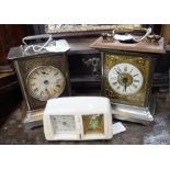 A LATE 19TH CENTURY MANTEL CLOCK with musical movement, another similar and a Vintage musical