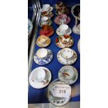 FIFTEEN ASSORTED ENGLISH PORCELAIN AND POTTERY MINIATURE TEACUPS AND SAUCERS, 19th/20th century