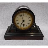 A VICTORIAN MANTEL CLOCK in an ebonised and burr walnut case (pendulum in office)