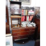 AN EDWARDIAN CHEST OF DRAWERS, a bookcase and small items of furniture (as lotted)