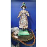 A VICTORIAN SHELL-ENCRUSTED ORNAMENT in the form of a lady wearing an Easter bonnet