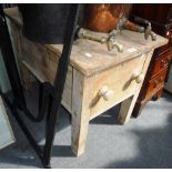 A 19TH CENTURY STRIPPED PINE SIDE TABLE, fitted a single large drawer