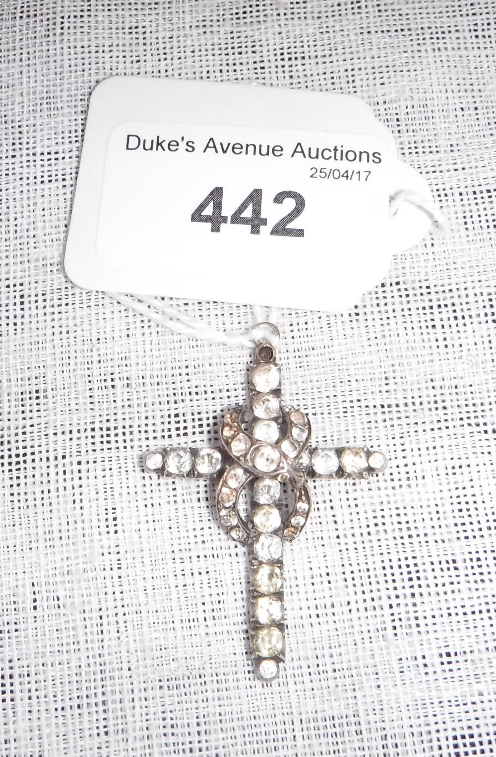 A 19TH CENTURY SILVER AND PASTE CROSS PENDANT