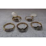 FIVE ILLUSION SET DIAMOND CHIP DRESS RINGS