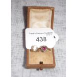 A HEART-SHAPED CLUSTER RING, set with pink and colourless stones and a paste solitaire ring (2)