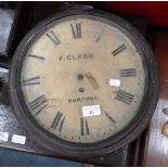 A 19TH CENTURY WALL CLOCK inscribed, ' P Clark Romford' with single fusee movement (in need of