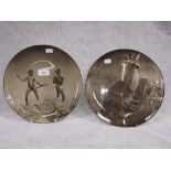 TWO ROYAL DOULTON PLATES decorated with Aborigines