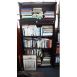 A DARK STAINED BOOKCASE 60" high x 36" wide