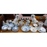 TWO PAIRS OF STAFFORDSHIRE DOGS, a collection of blue banded Cornish ware, Poole pottery and similar