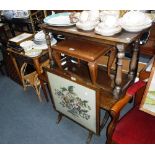 AN OAK OCCASIONAL TABLE, an Edwardian window table and a collection of small items of furniture (