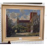 BERESFORD JOHNSON: 'St Albans Abbey', oil on canvas, signed and dated '48