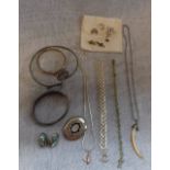 A SILVER BANGLE and a collection of similar jewellery