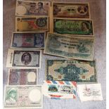 A COLLECTION OF VARIOUS BANK NOTES including Japanese Occupational, Singapore, Canada and other bank