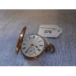 A 9CT YELLOW GOLD CASED HUNTER POCKET WATCH