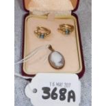 A 9CT GOLD CAMEO PENDANT and a pair of 14k gold earrings