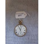 W BENSON, LONDON: A GENTLEMAN'S 9CT YELLOW GOLD OPEN-FACE POCKET WATCH, the white enamel dial with