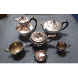 A SMALL COLLECTION OF PLATED METALWARE including a teaset