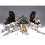 A PAIR OF 'SCOTTY DOG' BOOKENDS and a collection of similar items including white metal dogs