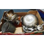 A COLLECTION OF ASSORTED PLATED METALWARE including hot water jug and other items