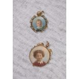 A GOLD MOUNTED PORTRAIT MINIATURE and another similar