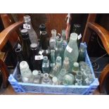 A COLLECTION OF OLD BOTTLES including 'Weymouth Water Co Ltd' and 'Eldridge Pope, Dorchester' (one