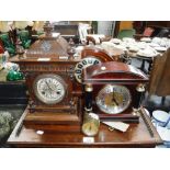 A VICTORIAN OAK-CASED MANTEL CLOCK and three other timepieces (4)