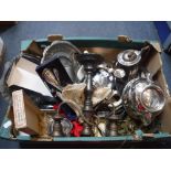 A SMALL COLLECTION OF ASSORTED METALWARE including Christofle cutlery and other items