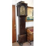 A GEORGE III OAK EIGHT DAY LONGCASE CLOCK, with 12" engraved brass dial, 'George Fish No. 9