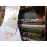 A COLLECTION OF EPHEMERA including Deeds, documents, stamps and other related ephemera (one box)