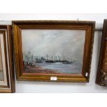 TOM MCARTHUR: 'Dusk, Thames Estuary', oil on board and another 'Boat Haven'