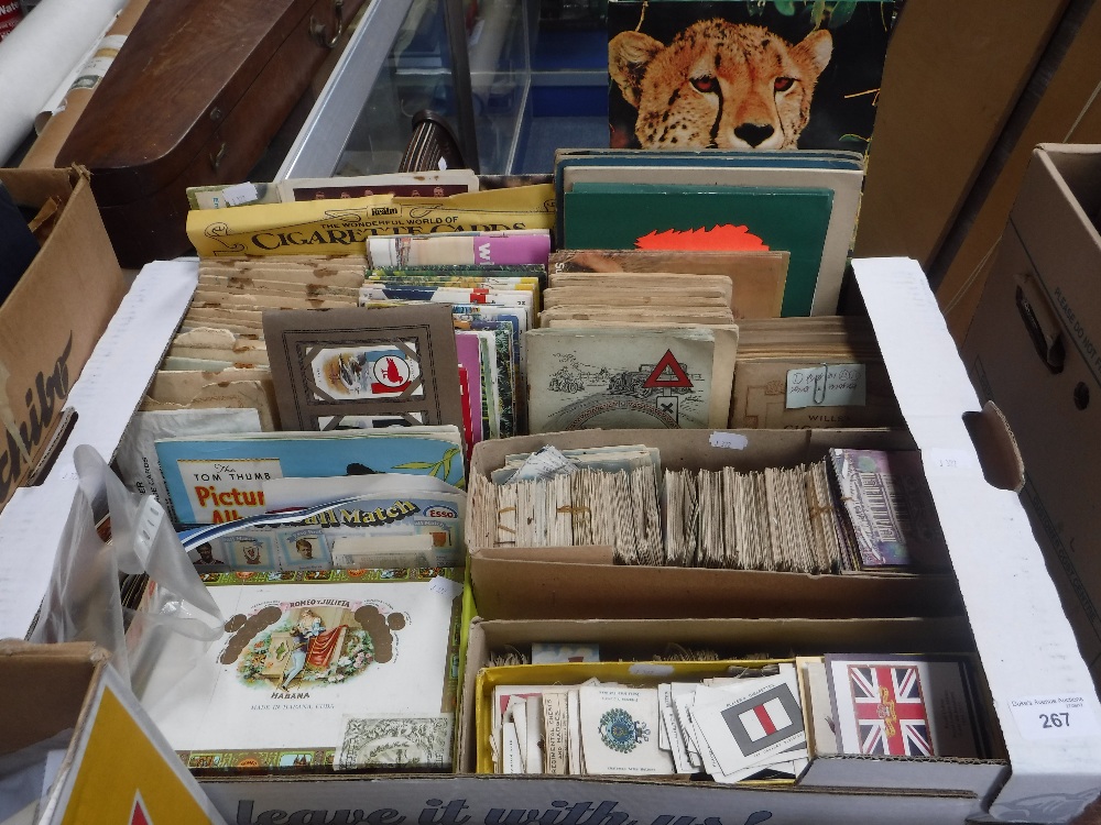 A LARGE COLLECTION OF CIGARETTE AND TEA CARDS in albums and loose (one box)