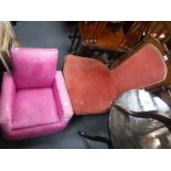 A VICTORIAN WALNUT FRAMED ARMCHAIR and a 1930s child's armchair (2)