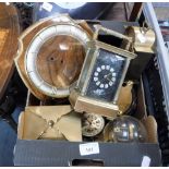 A 19TH CENTURY CARRIAGE CLOCK with a black and floral decorated dial (elements to the movement,