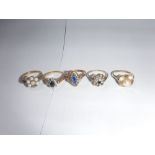 A COLLECTION OF FIVE 9CT YELLOW GOLD DRESS RINGS