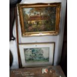 AN OIL ON CANVAS PAINTING OF HARDY'S BIRTHPLACE, signed 'J L Weld' and a watercolour by G A