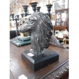 DAVID SELBY: A CONTEMPORARY BRONZE EFFECT RESIN STUDY OF AN AFGHAN HOUND'S HEAD