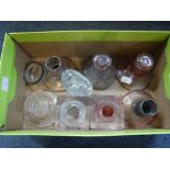 A COLLECTION OF VARIOUS GLASS INKWELLS (one box)