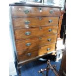 A 19TH CENTURY MAHOGANY CHEST OF FIVE DRAWERS on short cabriole legs, 45" wide