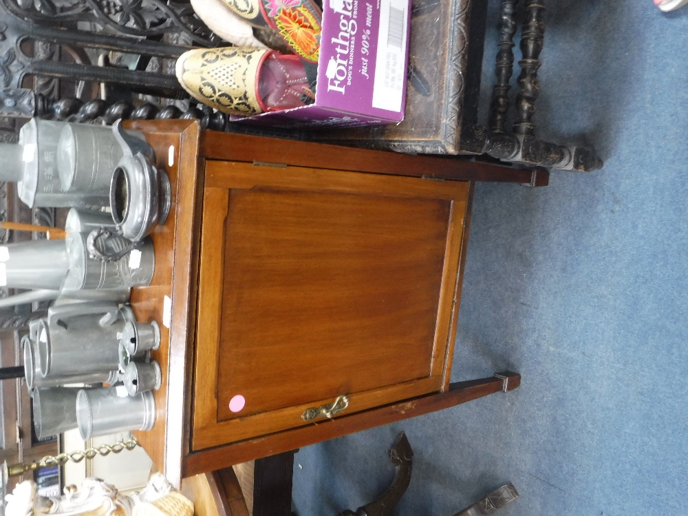 AN EDWARDIAN CUPBOARD with a single door, 20" wide