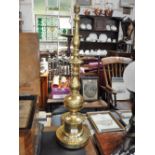 A LARGE BRASS TABLE LAMP, 27" high