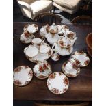 A ROYAL ALBERT 'OLD COUNTRY ROSES' DESIGN TEASET for ten, including tea and coffee pots