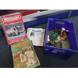 A COLLECTION OF MECCANO MAGAZINES AND MECCANO including a car (one box)
