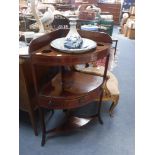 A GEORGE III MAHOGANY CORNER WASHSTAND with a period Chinese Export blue and white wash basin and