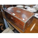 A 19TH CENTURY ROSEWOOD AND BRASS-BOUND WRITING SLOPE, 16" wide