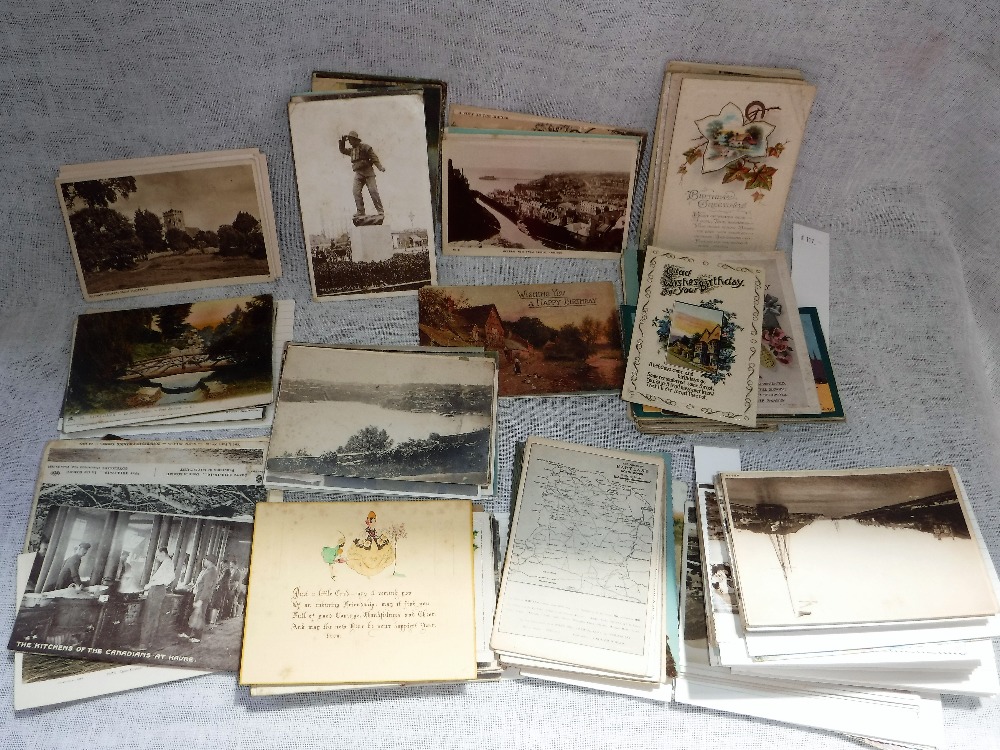 A COLLECTION OF VARIOUS VICTORIAN AND LATER POSTCARDS including birthday greetings cards (1 box)