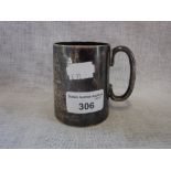 A LATE VICTORIAN SILVER CHRISTENING MUG, engraved with presentation inscription, 3" high