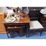 A GEORGE III MAHOGANY SIDE TABLE fitted a single drawer, a small nest of tables and a Regency dining