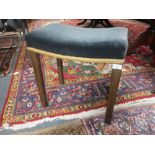 AN ELIZABETH II CORONATION STOOL in limed-oak, with blue velvet seat, stamped 'Glenister Maker